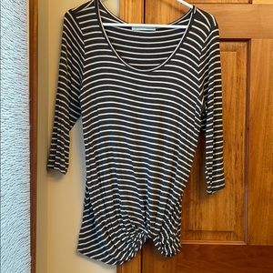 Maurices Navy and White Striped Tie in Front Shirt
